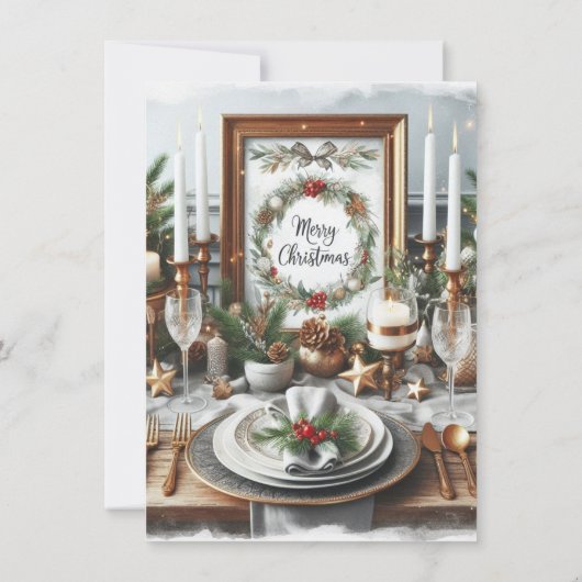 Elegante familie kerstdiner uitnodiging (Achterkant)