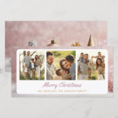 Elegante Familie Kerstgroeten 3 Fotocollage Feestdagenkaart (Voorkant / Achterkant)