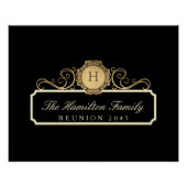 Elegante Familie Reünie Goud Monogram Zwart Perfect Poster (Voorkant)