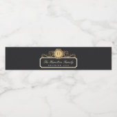 Elegante familie reünie gouden houtskool waterfles etiket (Enkel label)