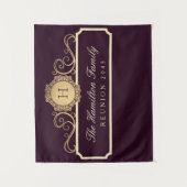 Elegante Familie Reünie Gouden Monogram Bourgogne  Wandkleed (Voorkant)