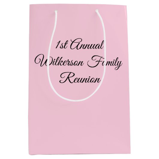 Elegante Familie Reünie Roze Medium Cadeauzakje (Voorkant)