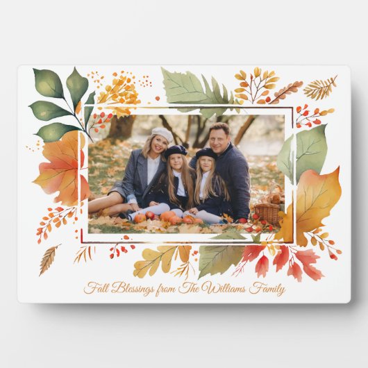 Elegante Familie Thanksgiving Fall Bladeren Foto Fotoplaat (voorkant)