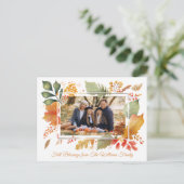 Elegante familie Thanksgiving foto val bladeren Briefkaart (Staand voorkant)