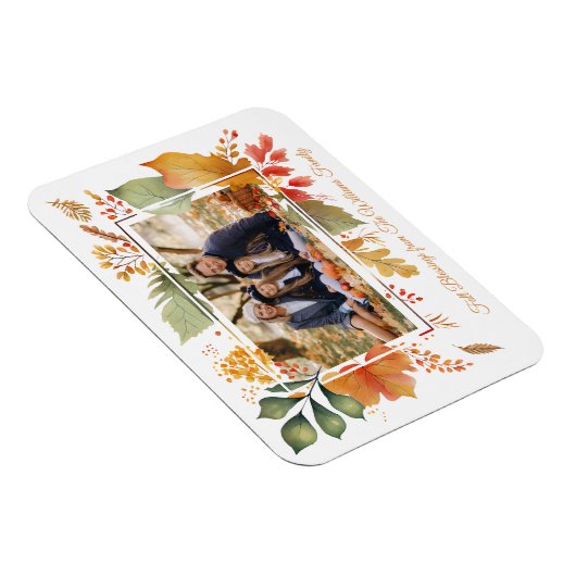 Elegante familie Thanksgiving foto val bladeren Magneet (Rechterzijde)