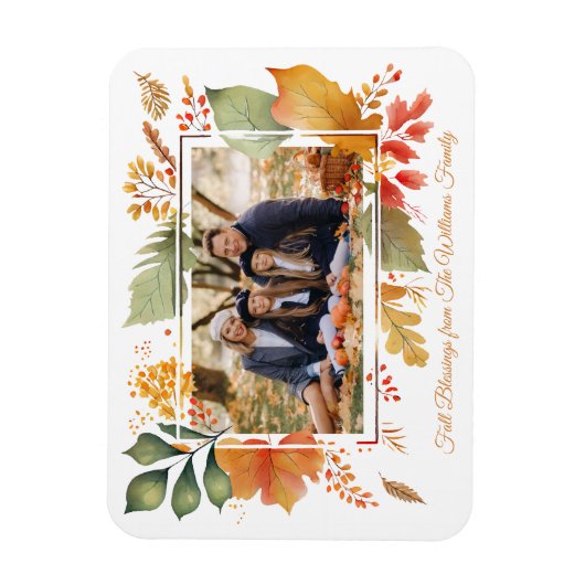 Elegante familie Thanksgiving foto val bladeren Magneet (Verticaal)
