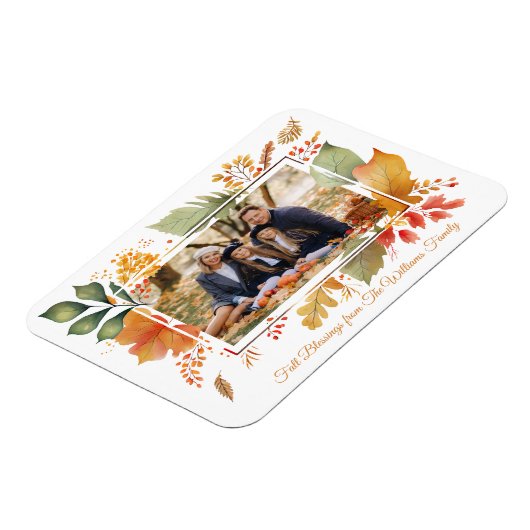 Elegante familie Thanksgiving foto val bladeren Magneet (Linkerzijde)