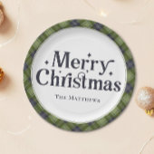 Elegante Familie Vrolijk Kerstfeest Classic Plaid Papieren Bordje