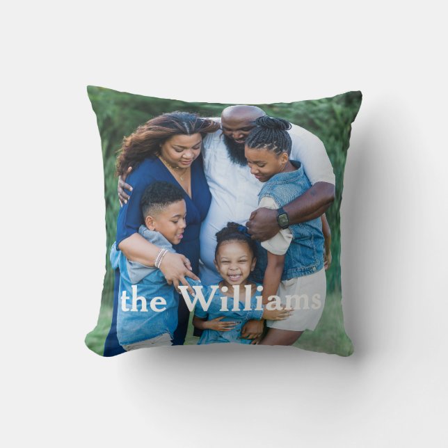 Elegante familiefoto en handtekening kussen (Voorkant)