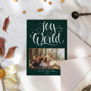 Elegante Familiefoto en Naam Kerstmis Feestdagenkaart