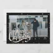 Elegante familiefoto en naam | Prettig kerstfeest Feestdagenkaart (Voorkant)