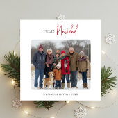Elegante familiefoto Feliz Navidad Kerstrood Feestdagenkaart