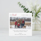 Elegante familiefoto Feliz Navidad Kerstrood Feestdagenkaart (Staand voorkant)