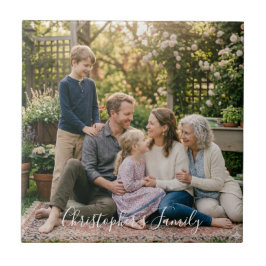 Elegante familiefoto gepersonaliseerd tegeltje