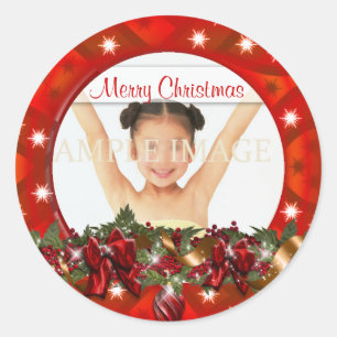 Elegante familiefoto groet PERSONALISEREN Ronde Sticker