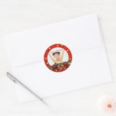 Elegante familiefoto groet PERSONALISEREN Ronde Sticker (Envelop)