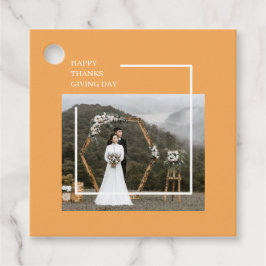 Elegante familiefoto & Happy Thanksgiving Day Bedankjes Labels