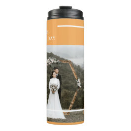 Elegante familiefoto & Happy Thanksgiving Day Thermosbeker
