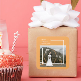 Elegante familiefoto & Happy Thanksgiving Day Vierkante Sticker