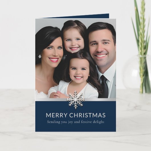 Elegante familiefoto Kerstkaart Kaart (Voorkant)