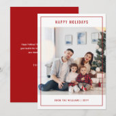 Elegante familiefoto Kerstmis Gelukkig Feestdagenkaart (Voorkant / Achterkant)