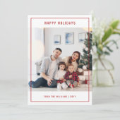 Elegante familiefoto Kerstmis Gelukkig Feestdagenkaart (Staand voorkant)