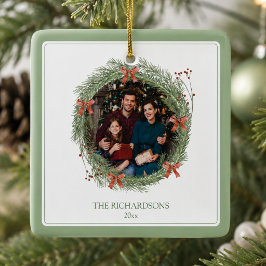 Elegante familiefoto Kerstmis Keramisch Ornament