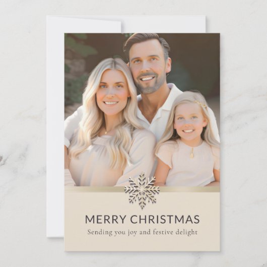 Elegante familiefoto Merry Christmas Flat Kaart (Voorkant)