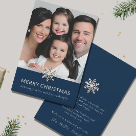 Elegante familiefoto Merry Christmas Flat Kaart