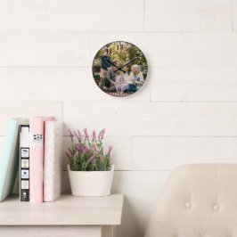 Elegante familiefoto ronde klok met eigen foto