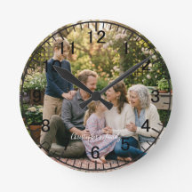 Elegante familiefoto ronde klok met eigen foto