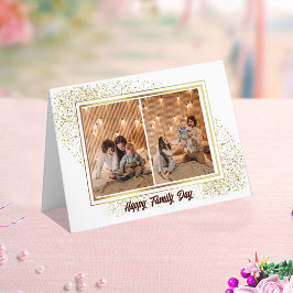 Elegante familiefoto's in lijst gevouwen kerstkaar feestdagen kaart