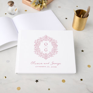 Elegante Familiekleinod Roze Huwelijk Gastenboek