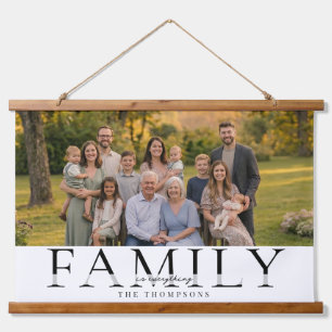 Elegante familienaam aandenken foto cadeau hangend wandkleed