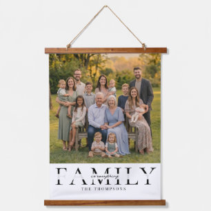 Elegante familienaam aandenken foto cadeau hangend wandkleed