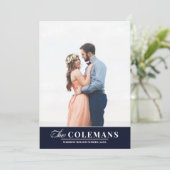 Elegante familienaam Blauw | Verticale vakantiefot Feestdagenkaart (Staand voorkant)