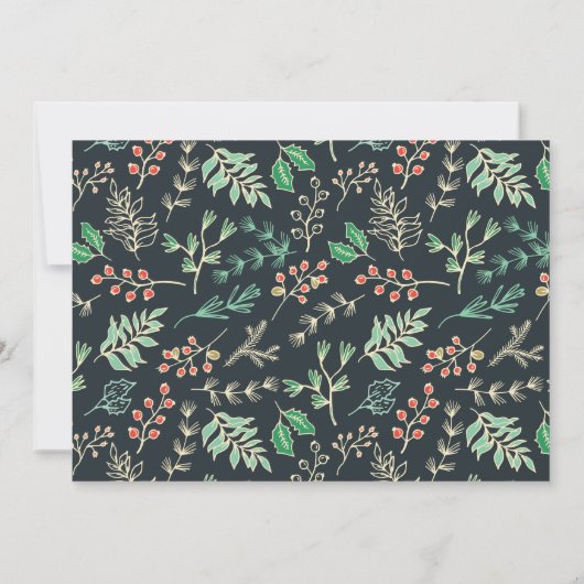 Elegante familienaam Bloemrijke Kerstvakantie Kaart (Achterkant)