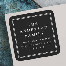 Elegante familienaam border zwart retouradres