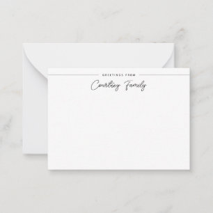Elegante familienaam eenvoudige script kalligrafie notitiekaartje
