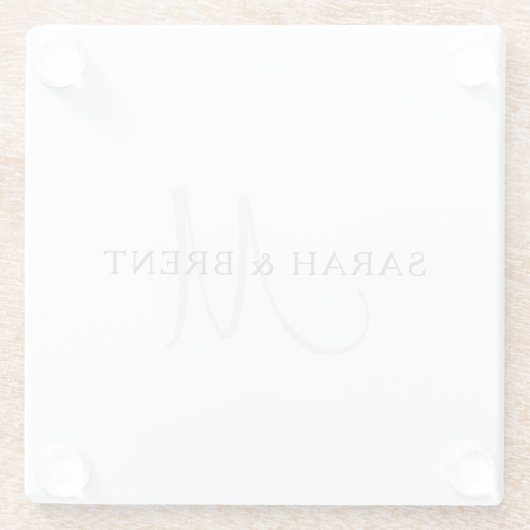Elegante familienaam monogram | Wit & Grijs Glazen Onderzetter (Achterkant)
