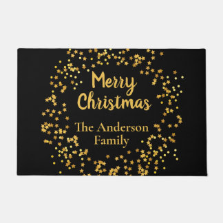 Elegante familienaam Prettig kerstfeest Gouden ste Deurmat