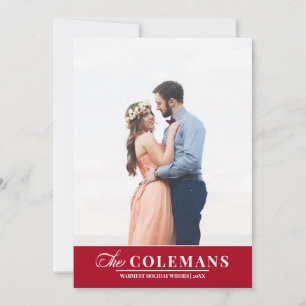 Elegante familienaam Rood   Vakantie verticale fot Feestdagenkaart