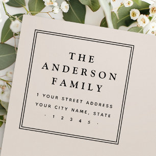 Elegante familienaam vierkante grens retour adres rubberstempel