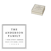Elegante familienaam vierkante grens retour adres rubberstempel (Gestempeld)