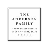 Elegante familienaam vierkante grens retour adres rubberstempel (Afrduk)