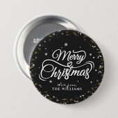 Elegante familienaam | Vrolijk kerstfeest Ronde Button 7,6 Cm (Voorkant /achterkant)