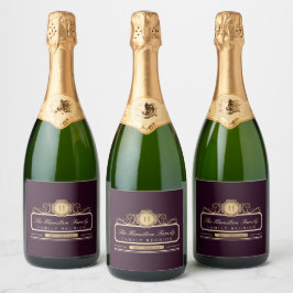 Elegante familiereünie Bourgogne Goud Sparkling Wijnetiket