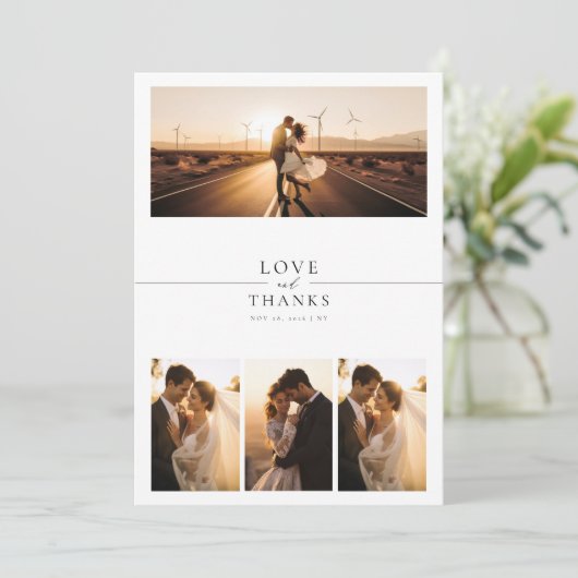 Elegante Fancy 8 foto bruiloft Bedankkaart (Staand voorkant)