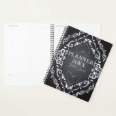 Elegante Fancy barokke luxe Chic Zwart en Zilver Planner (Display)
