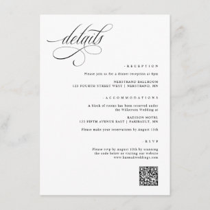 Elegante Fancy bruiloft details Informatiekaartje